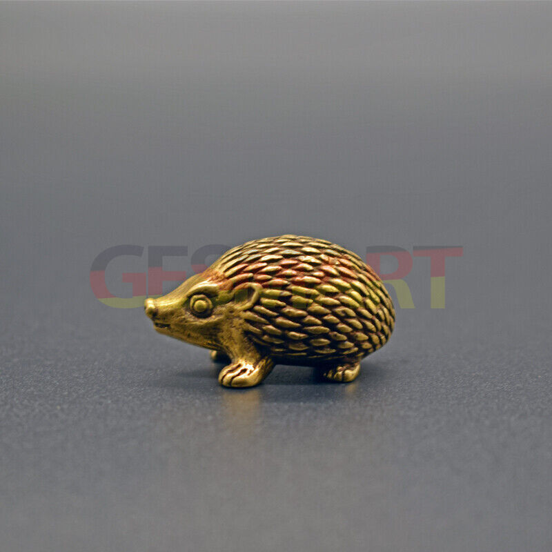 Hand-carved solid copper vintage hedgehog figurine, perfect for collectors and decor.