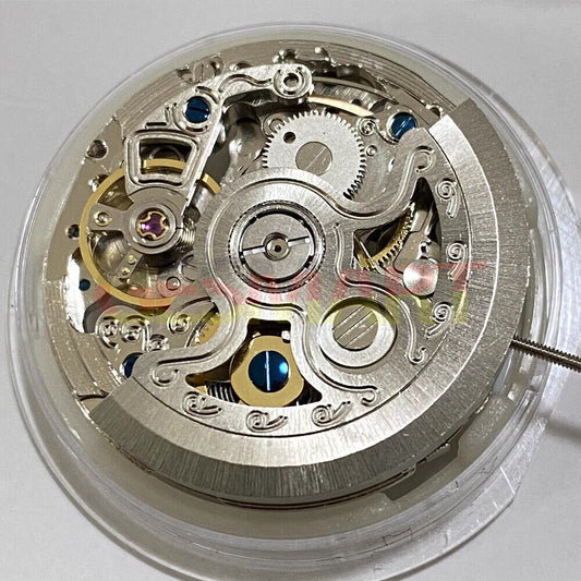 Hangzhou 2189 silver hollow automatic watch movement showcasing intricate mechanical design by China Made.