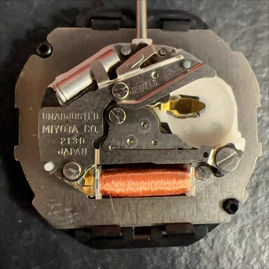 Japan Made Miyota 213D quartz watch movement part for precise timekeeping and durability.