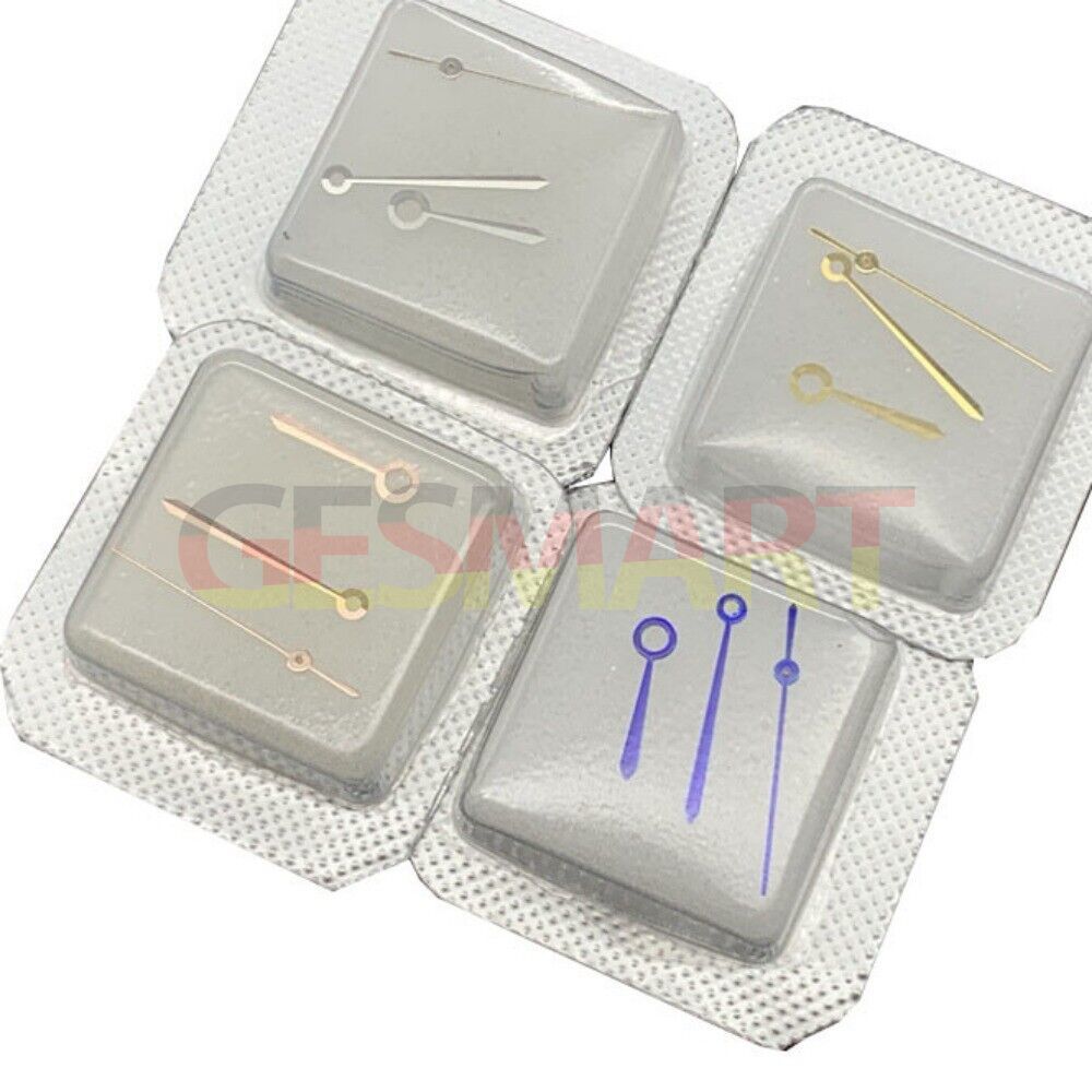 12mm 3-hand men?s watch hands set for ETA 2892 movement, precise hour, minute, and second indicators.