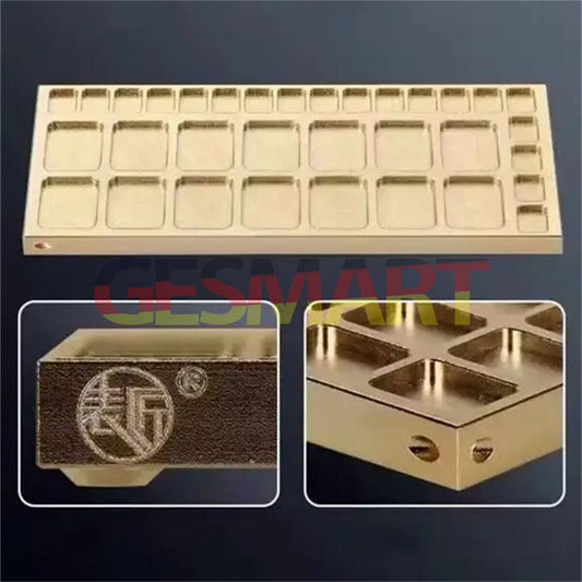 33 Grids square copper golden storage tray, ideal for organizing screws in watch repair kits.