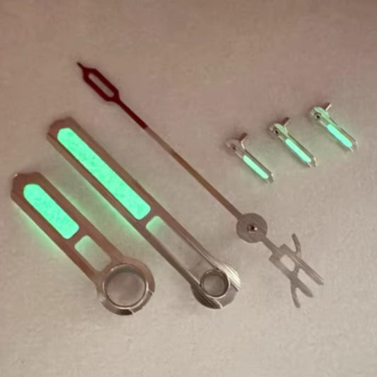 Silver-green luminous watch hands for Dandong 7750 Hublot, enhancing visibility and style.