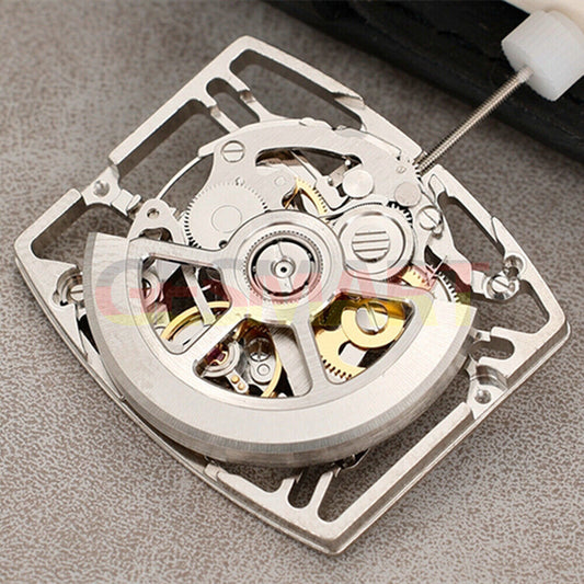 HZ2788A silver hollow rectangle balance wheel watch movement, automatic mechanical design.