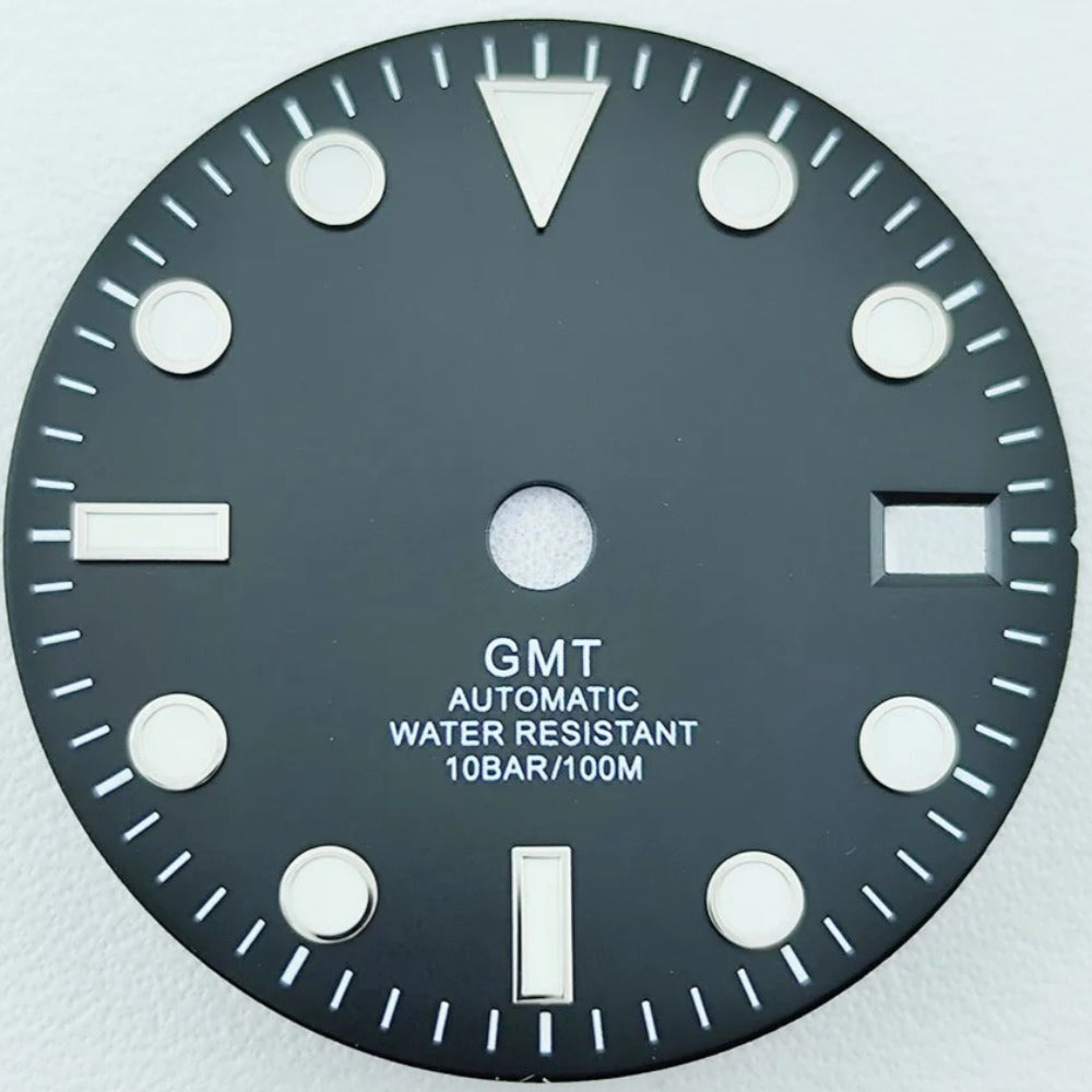28.5mm White GMT Black Watch Dial Men's Watch Dial with Hands Suitable for NH34