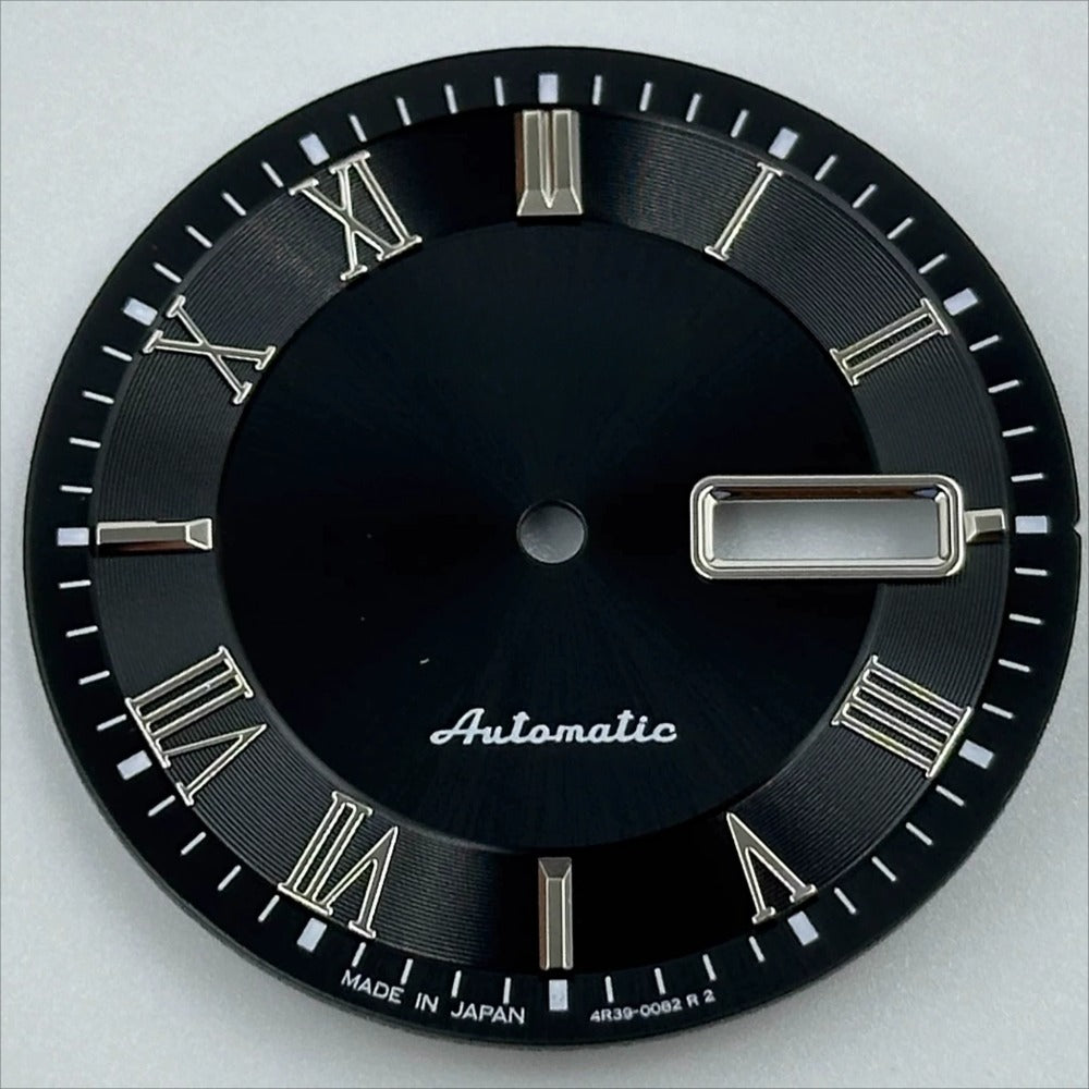 Black No Lume 32.7mm watch dial with Roman numerals, designed for NH35 NH36 movement.