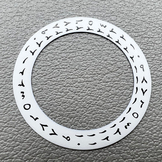 Black Arabic font date disk wheel for NH35 NH36 watch movement, precise calendar component.