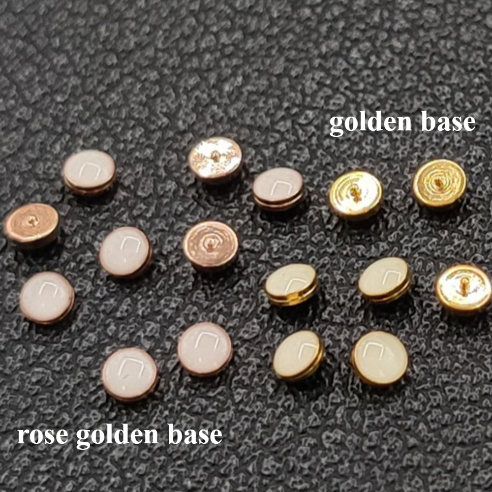 Set of 4 rose gold base green lume pips, 2.3x0.4mm, perfect for RLX Submariner bezel replacement.