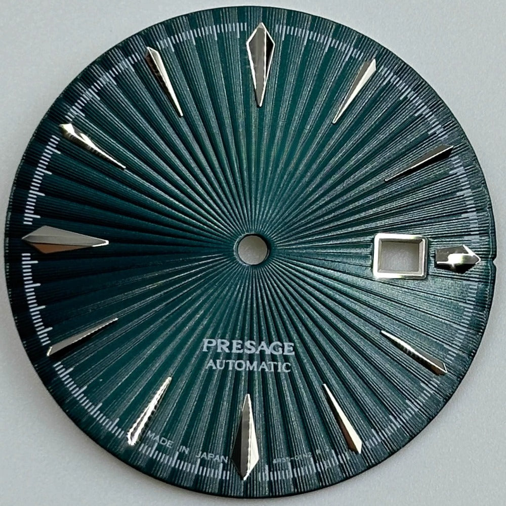 Silver 35mm Nail-style dial with green cocktail design, no lume, compatible with NH35 movement,