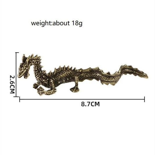 Copper Dragon trinket bronze figurine with vintage hand-carved details for watch accessory display.