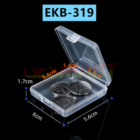 1. Clear square toolbox container with hinged lid for organized storage, 10pcs set.