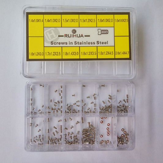 No. 4023-A stainless steel slotted head watch back case screw, durable, available in 12 sizes for precise fitting.