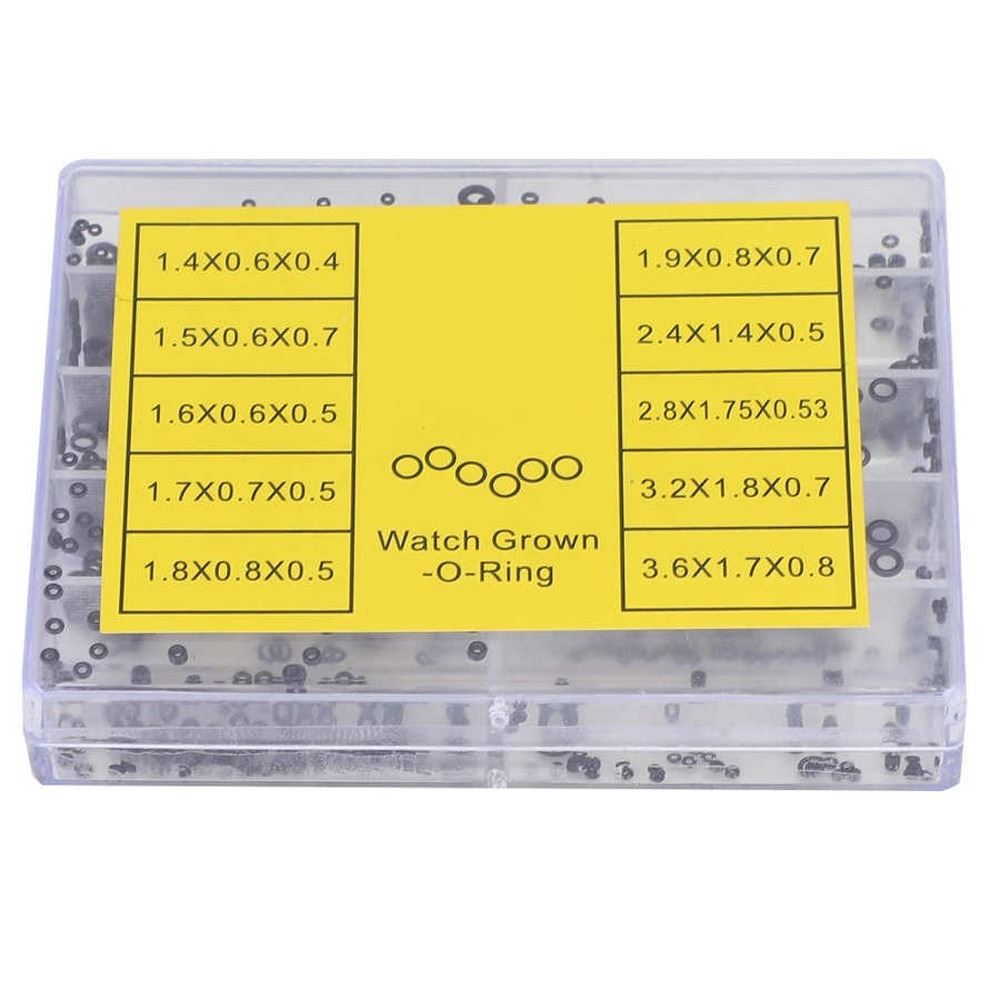 Rubber watch crown waterproof seals O ring gaskets set, 500pcs box for precise watch accessory repairs.