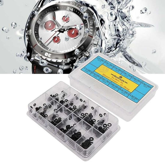 Mini rubber O-ring watch crown gasket, waterproof seal for watch repair and maintenance.
