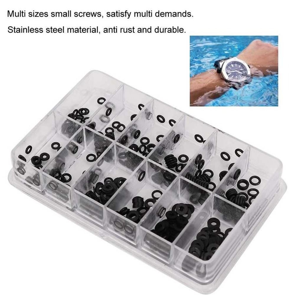Mini rubber O-ring watch crown gasket, durable waterproof seal for precise watch repair and maintenance tasks.
