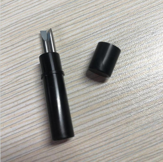 Bergeon spare blades set for watchmaking, includes plastic tube with 2 precision blades for repairs and adjustments