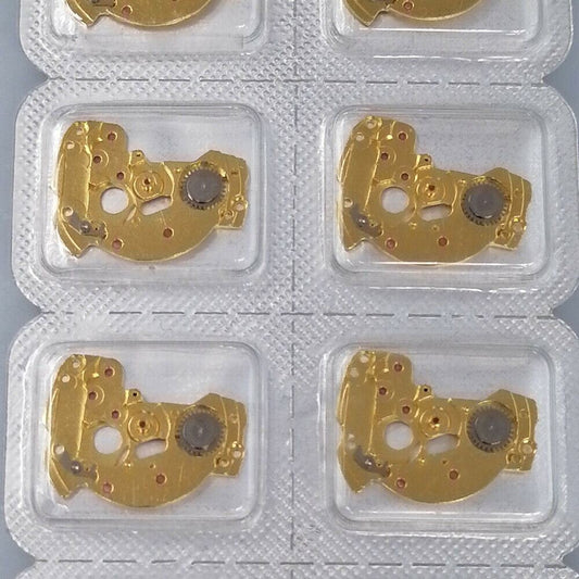 Golden and silver watch splint parts compatible with Miyota 6T51 6601 movement for precise repairs.