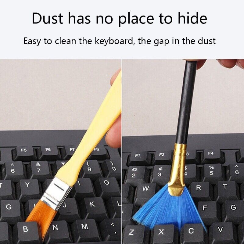 Set of 10 anti-static dusting brushes for effective keyboard cleaning and dust removal.