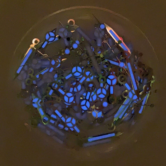 Silver trim blue luminous watch hands set for NH35 NH36 movement, enhancing visibility and style.