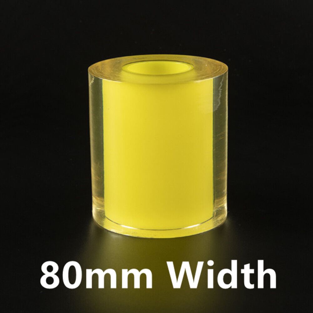 Transparent 80mm wide protective film for silver watch bands, perfect for jewelry care.