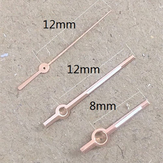 12mm green luminous rose gold watch hands, compatible with China Made 2813 movement, precise timekeeping.