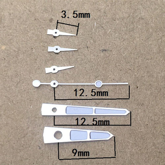 12.5mm green luminous watch hands with silver trim for ISA 9232 quartz movement, durable and precise from.