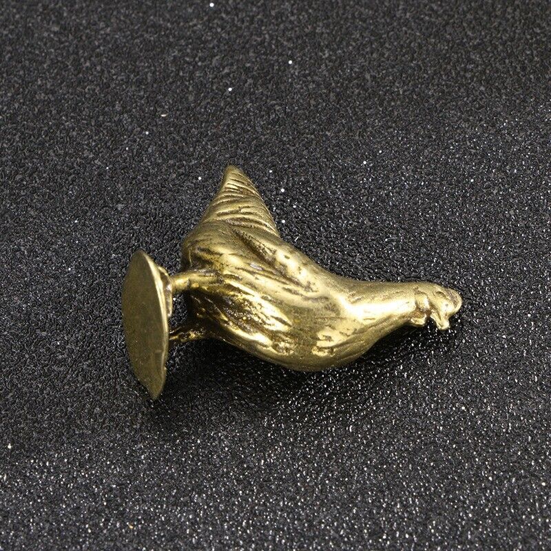 Solid copper golden hen trinket with vintage bronze finish, hand-carved for elegant watch accessory display.