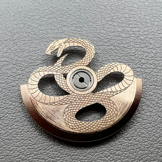 Rose gold snake pattern rotor for NH34 NH35 NH36 NH38 watch movements, elegant watch accessory.