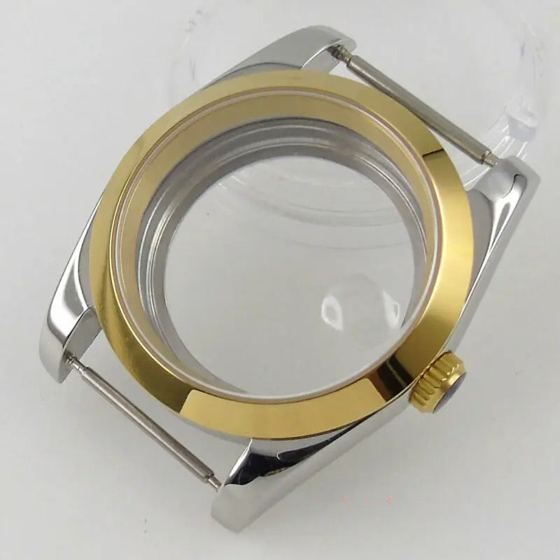 Polish 36/39MM Sapphire Glass Two Tone Watch Case Fit NH35 NH36 NH38 2824