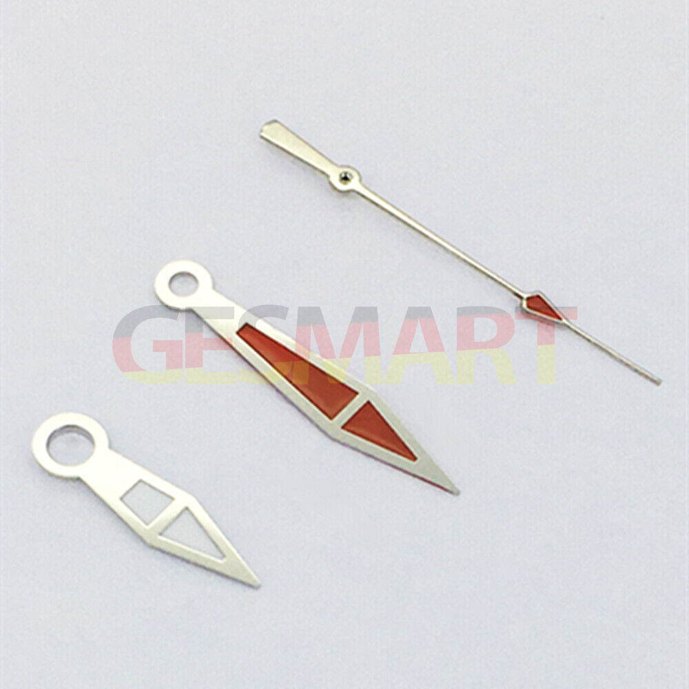 Green lume orange polished watch hands for Asian 8215/2813/8205 movement, precise fit.