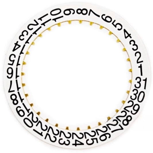 Black thin font date disk wheel with white background for C330 movement, compatible watch part.