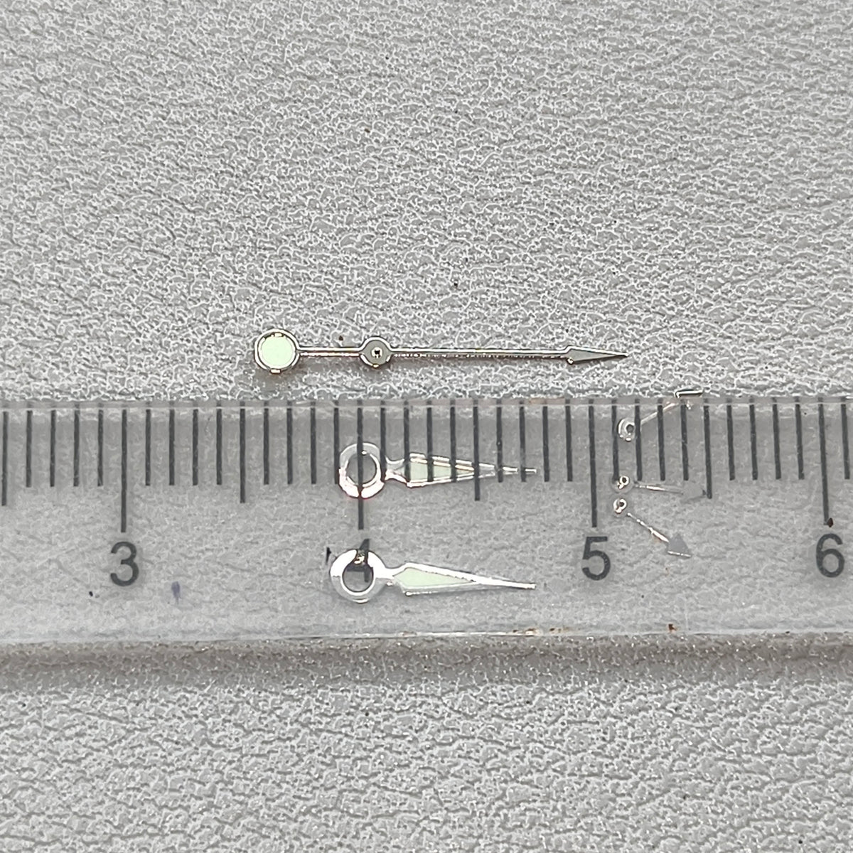 12mm Silver Pointed Shape Green Lume Watch Hands for OS10 OS60 OS80 Movement