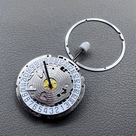 ISA 8171A Quartz Movement 4 Hands White Disk Date@6 Silver Plated