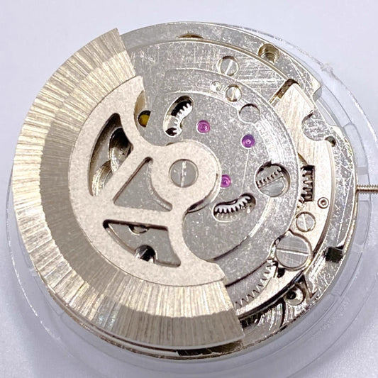 Automatic mechanical watch with moon phase at 12 and balance wheel at 6, China made, elegant design.