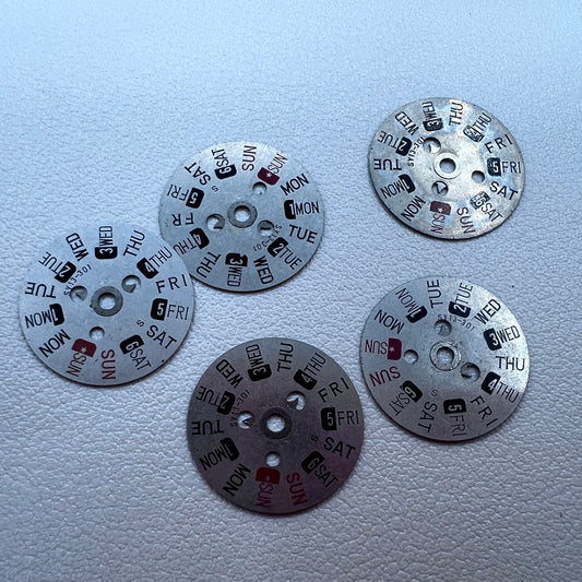 5 PIECES Red+Black Font English Week Disk Wheel Week Wheel for Orient 46941 46943