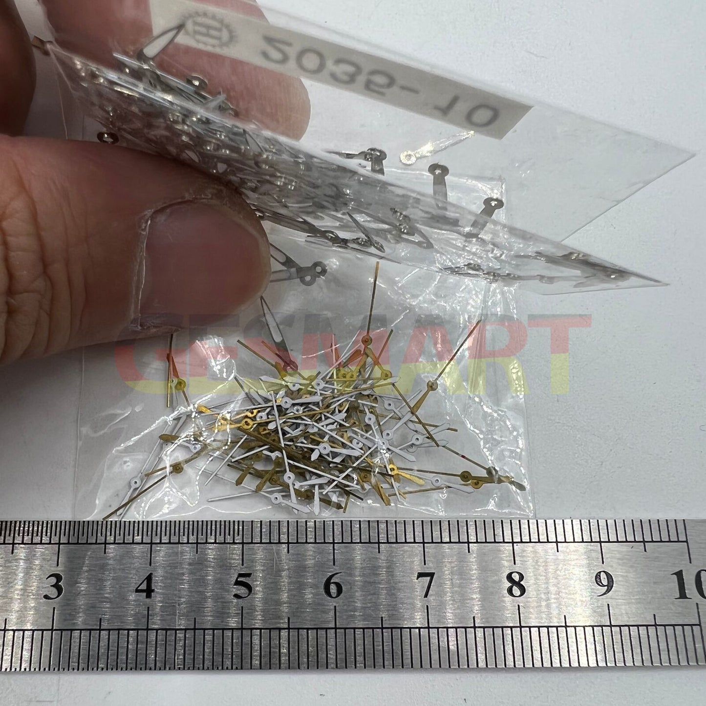 Lot de 100 aiguilles de montre luminescentes vertes argentées de 10 mm pour mouvement à quartz Miyota 2035