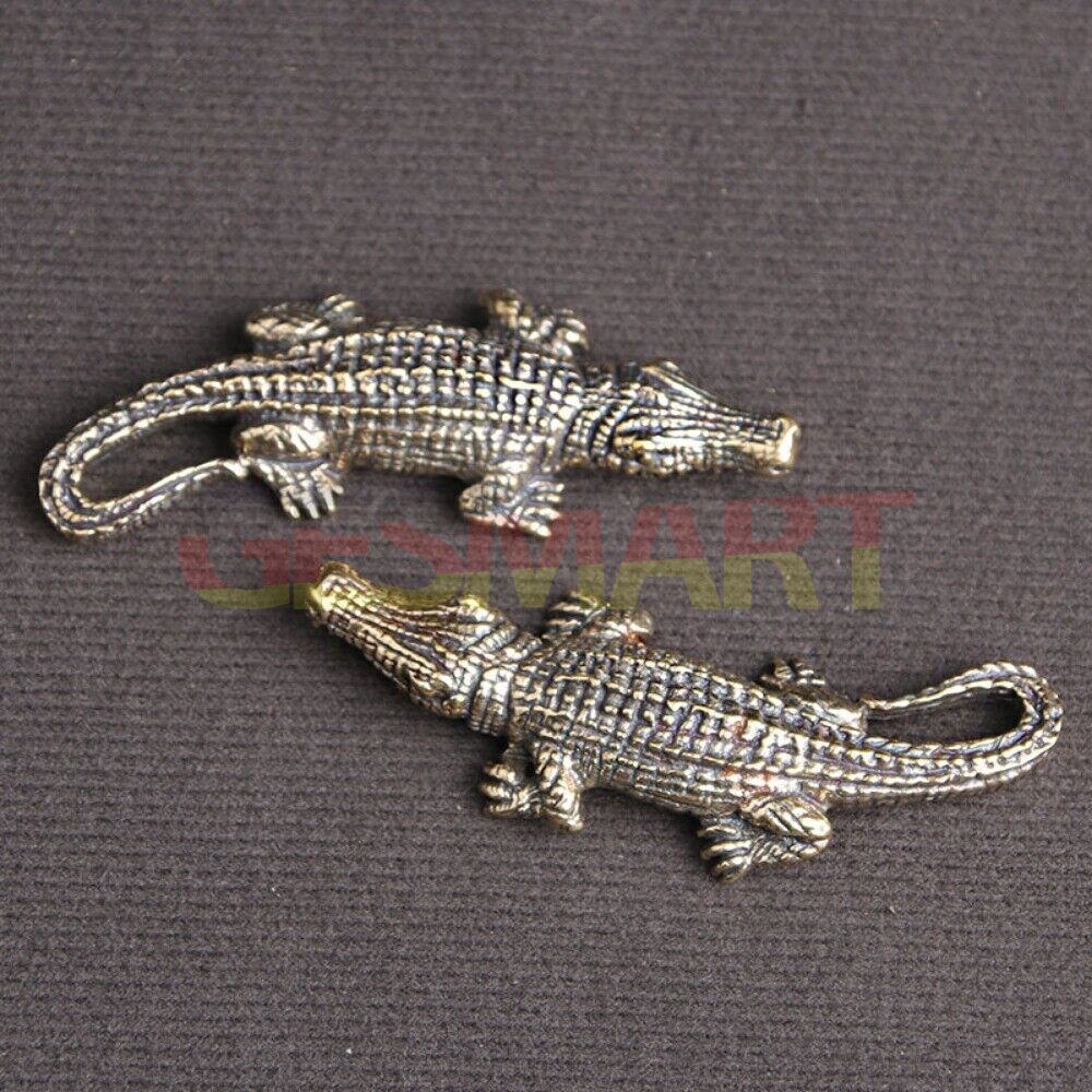 Solid Copper Crocodile Trinket Hand Carved Bronze Model Figurines