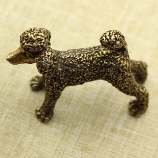 Solid copper vintage dog figurine, hand-carved bronze trinket for collectors and decor.