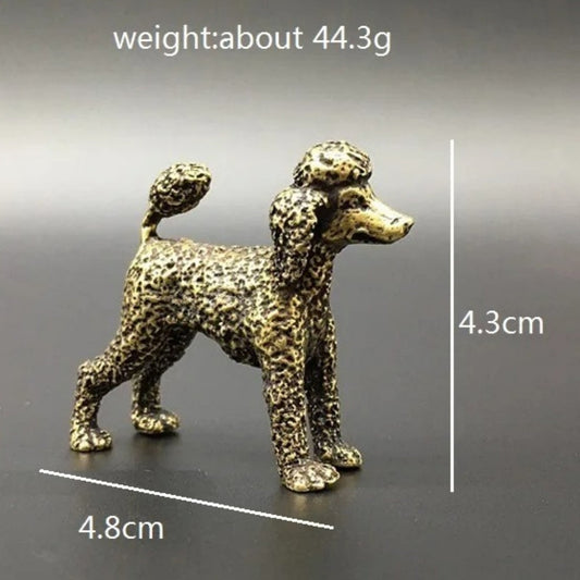 Vintage solid copper dog figurine, hand-carved bronze trinket for collectors and decor.