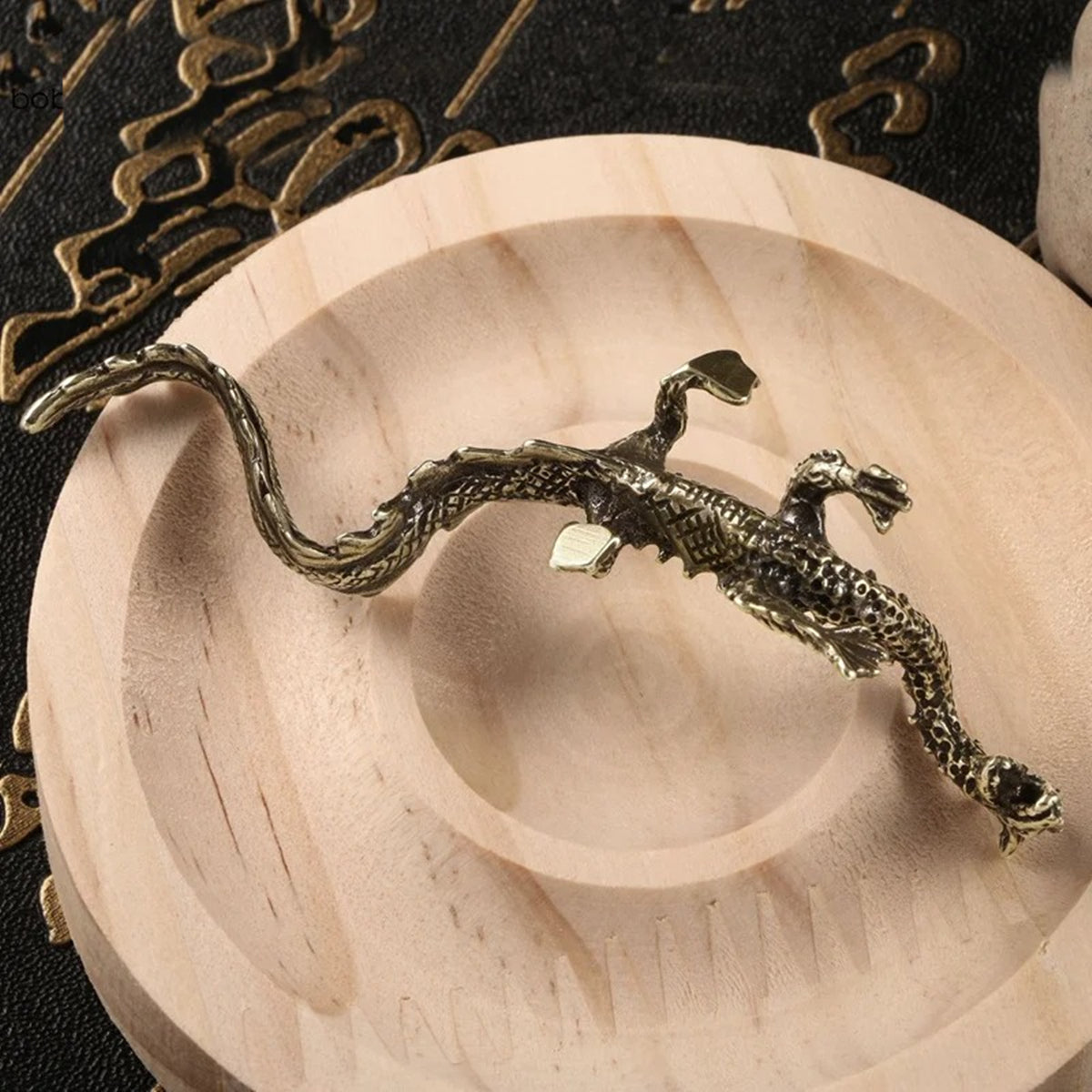 Copper Dragon bronze dragon figurine, vintage hand-carved detailed trinket sculpture for collectors.