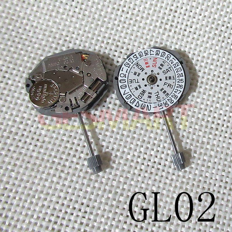 Miyota GL02 Japan quartz movement with day-date function, precision replacement for GL00 watches.