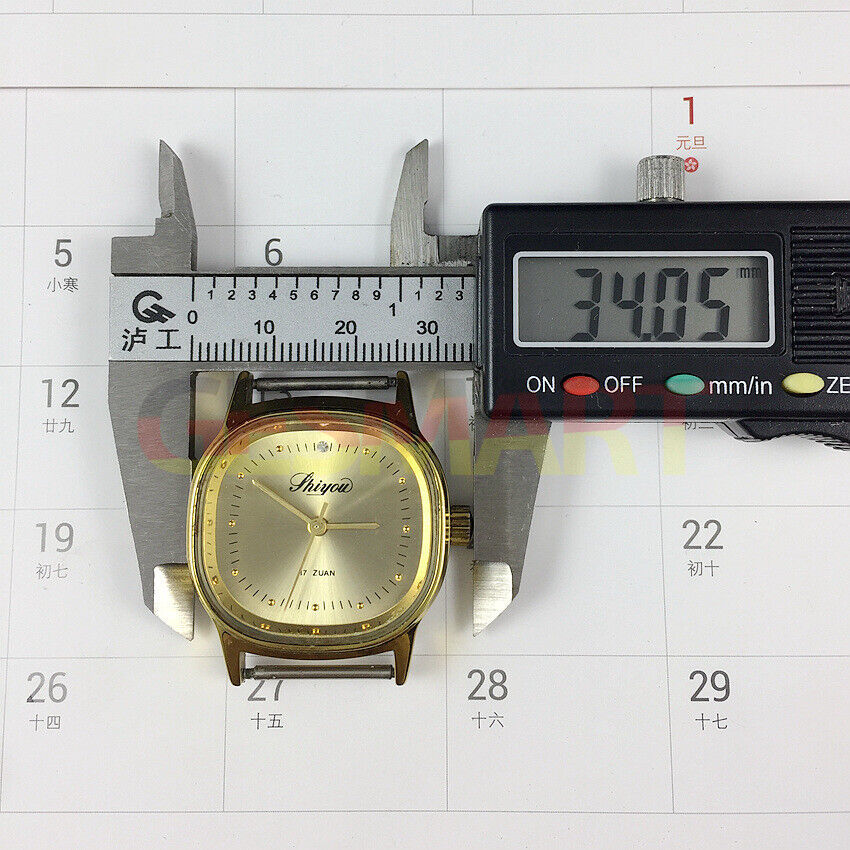 33mm China Made Manual Mechanical Watch 17 Jews Golden Dial Golden Square Case