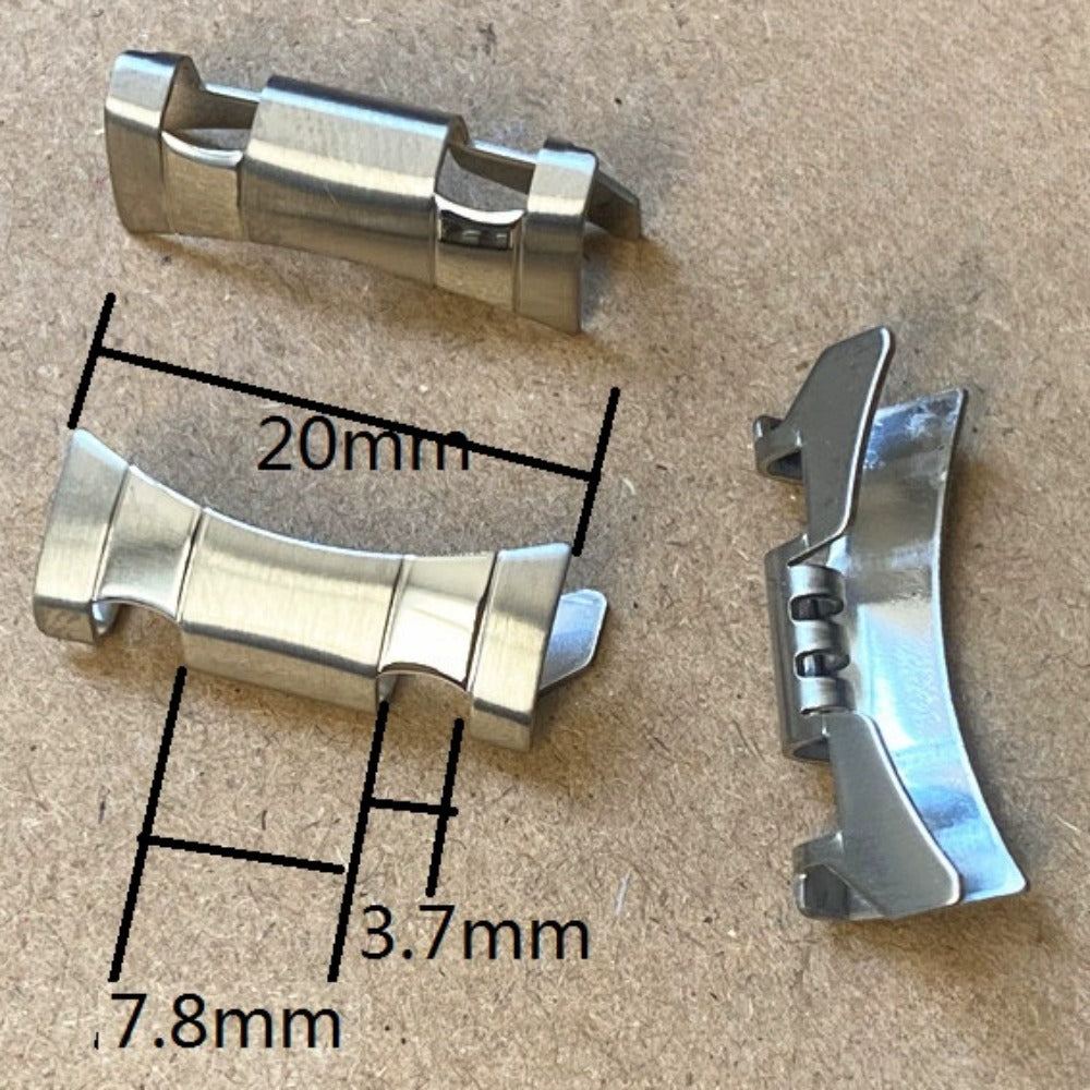 20x3.7x7.8mm Silver Polished Curved End Links Spring Bars Bracelet Watch Band Strap#1022