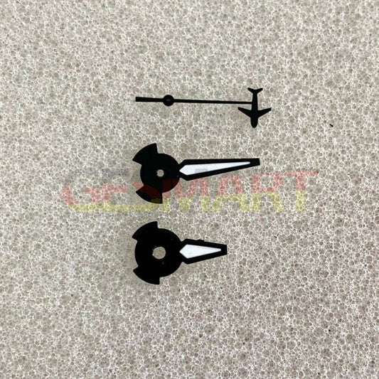 Plane small second watch hands with green lume and black trim, compatible with NH35/NH36/4R/7S movements.