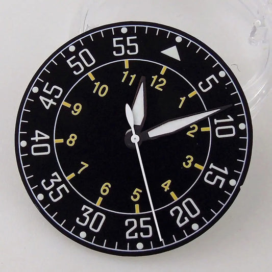 Sterile 33.6mm sunburst silver watch dial for 39mm pilot wristwatch with NH35A/NH36A movement.