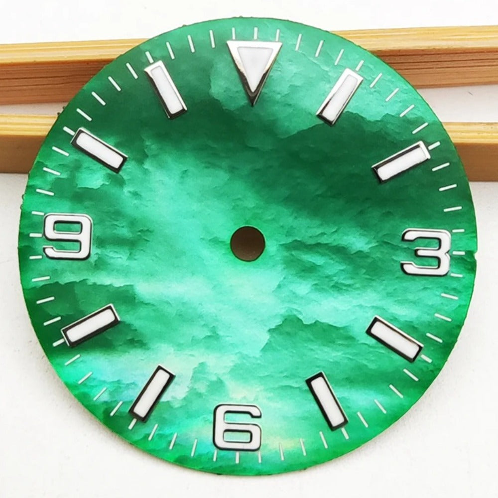 Modified Green 28.5mm Natural Shell Watch Dial Green Luminous Fit for NH35 NH36 Movement
