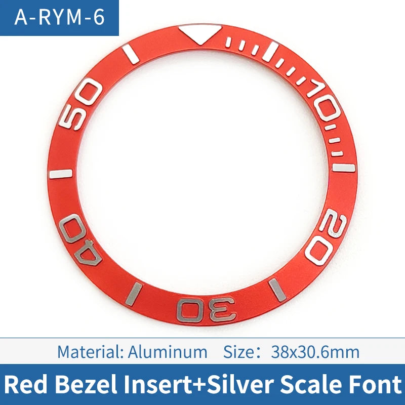 38mm Silver Font Red Sloped Aluminum Watch Bezel For Skx007 Srpd Diving Watch