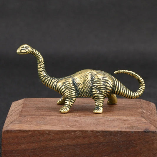 Solid copper vintage dinosaur figurine, hand-carved bronze model for watch accessory display.