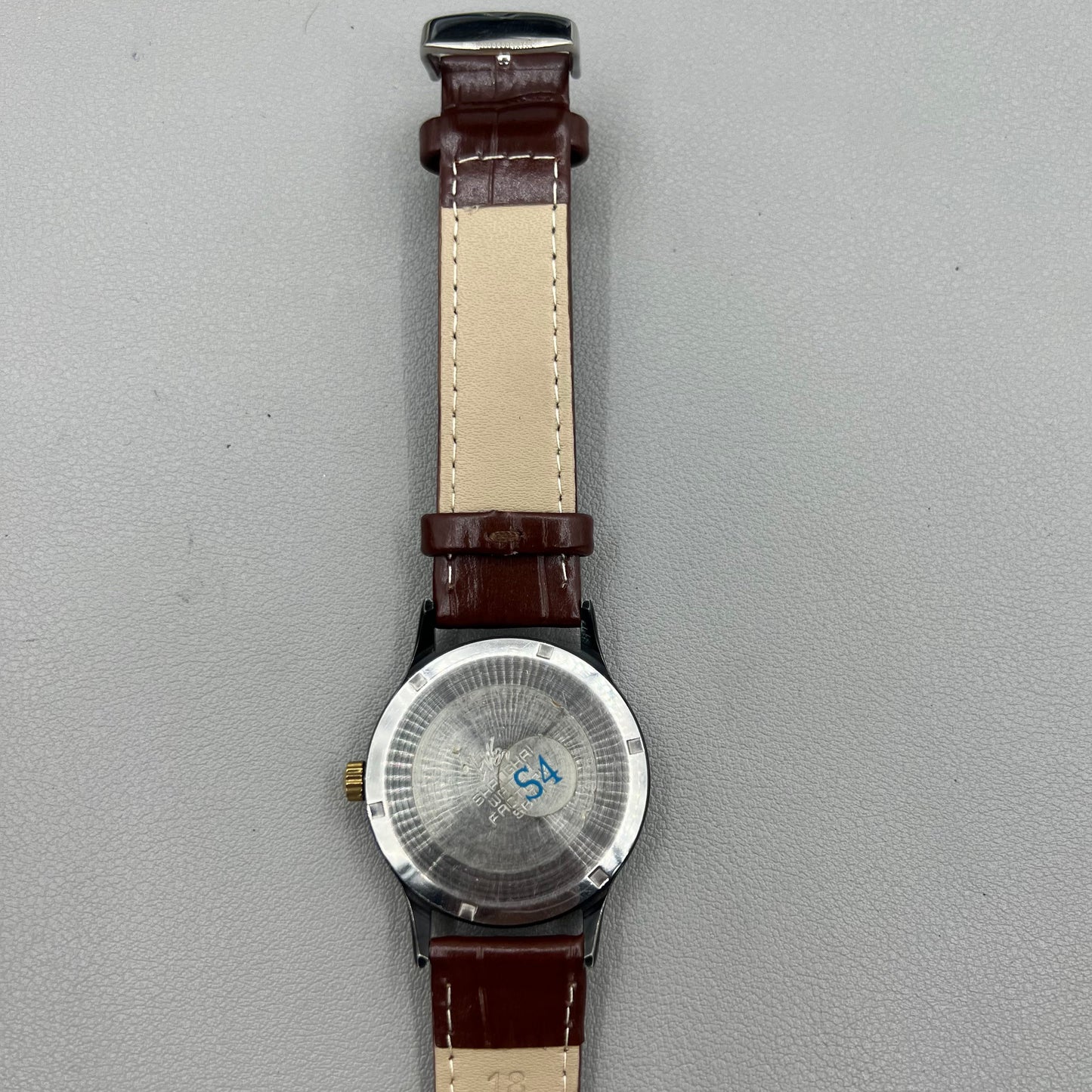 37mm Shanghai Brown Leather Strap Manual Mechanical Watch Roman Numerals 17 Jews