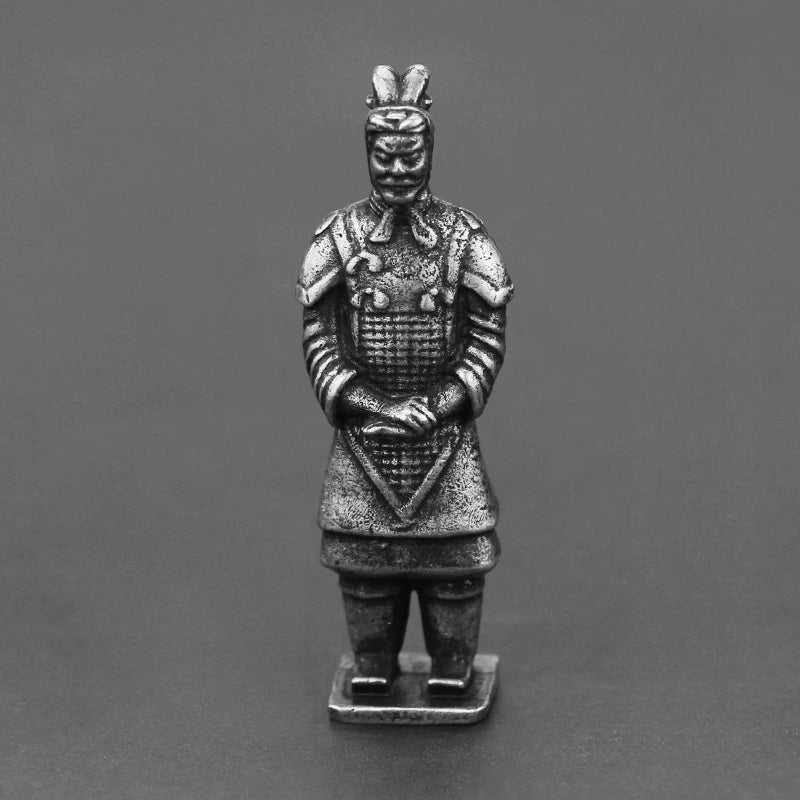 Terracotta Warrior Copper Figurine White Bronze Keychain Pendant Charm 006-BT