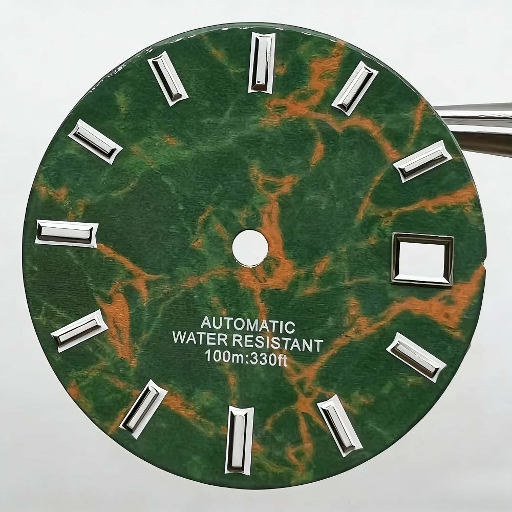 29mm Green Modified Marble Vein Green Lume Watch Dial Fit for NH35 NH36